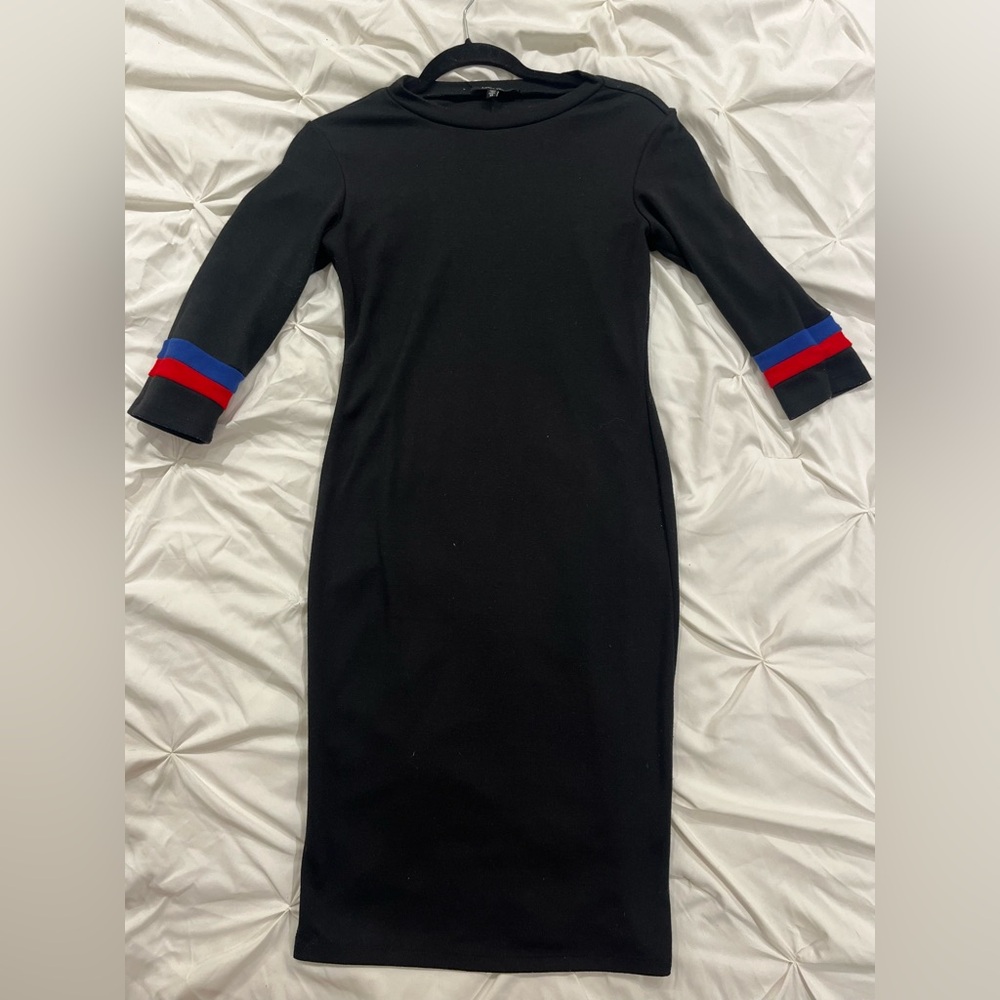 Lea & Viola Black Dress with Red and Blue Sleeve Accents - Picture 1 of 3